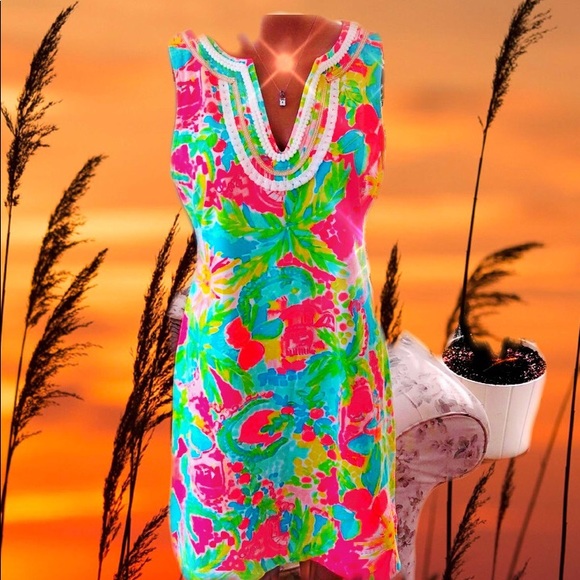 Lilly Pulitzer Dresses & Skirts - Lilly Pulitzer Harper Pink Green Coral Dress M